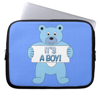 It's A Boy Blue Bear Laptop Sleeve