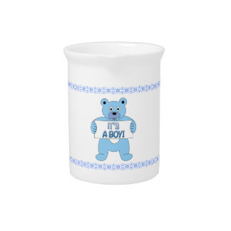 It's A Boy Blue Bear Pitcher