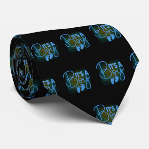 Its a Boy Blue Black Baby Footprints Neck Tie