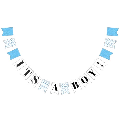 Its a Boy Blue Black Baby Shower Bunting Flags