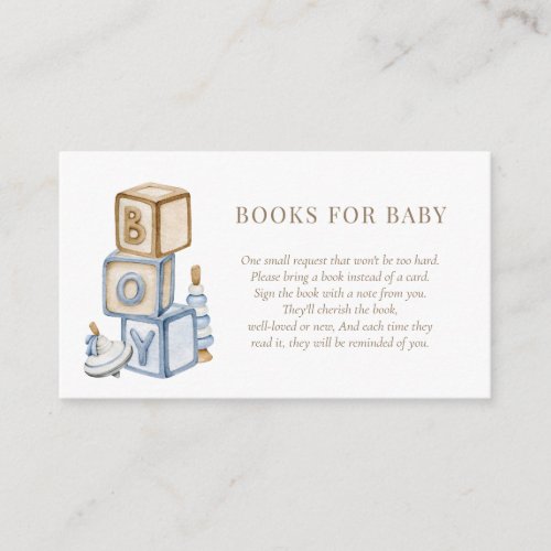  Its A Boy Blue Boho Blocks Toys Books For Baby Enclosure Card
