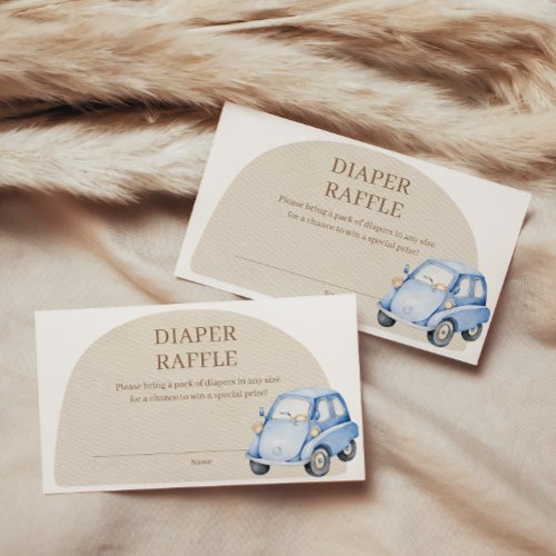Its A Boy Blue Boho Car Toy Diaper Raffle Enclosure Card