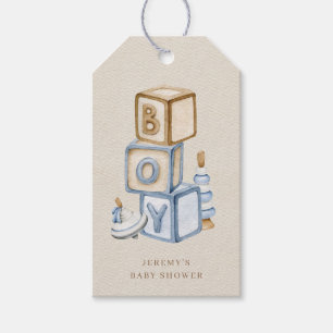 It's A Boy Blue Boho Wooden Blocks And Toys Gift Tags