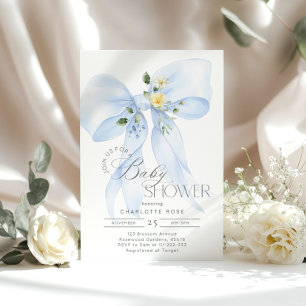 Its a Boy Blue Bow Baby Shower Invitation