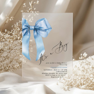 Its a boy Blue Bow Elegant Baby Shower Acrylic Invitations