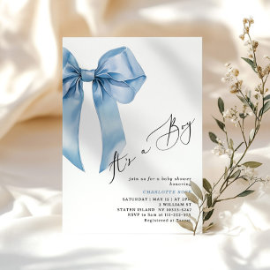 Its a boy Blue Bow Elegant Baby Shower Invitation