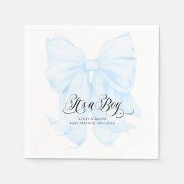 Its a Boy Blue Bow Modern Elegant Baby Shower Napkins