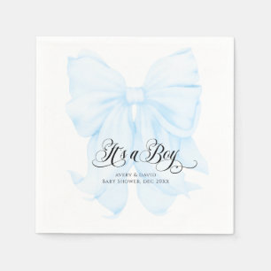 Its a Boy Blue Bow Modern Elegant Baby Shower Napkins