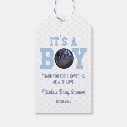 Its A Boy Blue Bowling Ball Baby Shower Gift Tags