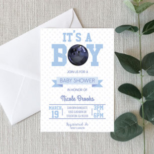 It's A Boy! Blue Bowling Ball Baby Shower Invitation