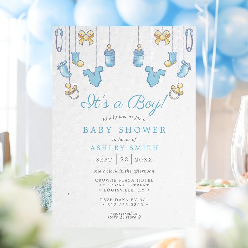 It'S A Boy Blue Boy Baby Shower Invitation