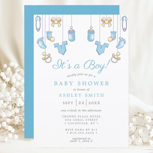 Its A Boy Blue Boy Baby Shower Invitation