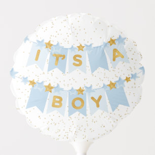 It's A Boy Blue Bunting Flags Baby Balloon