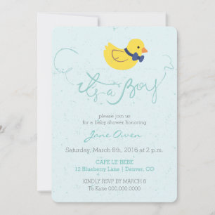 It's a boy blue duckie baby shower invitation