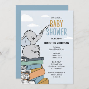 It's a Boy! Blue Elephant Baby Shower Invites