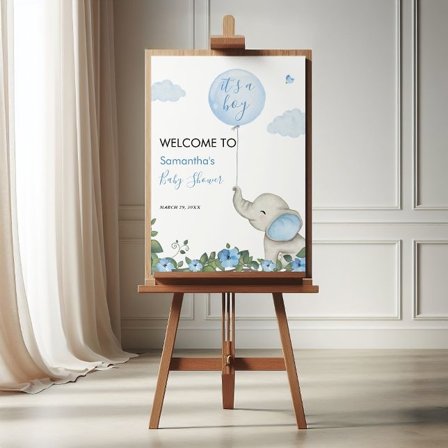 Its A Boy Blue Elephant Baby Shower Welcome Foam Board (Creator Uploaded)