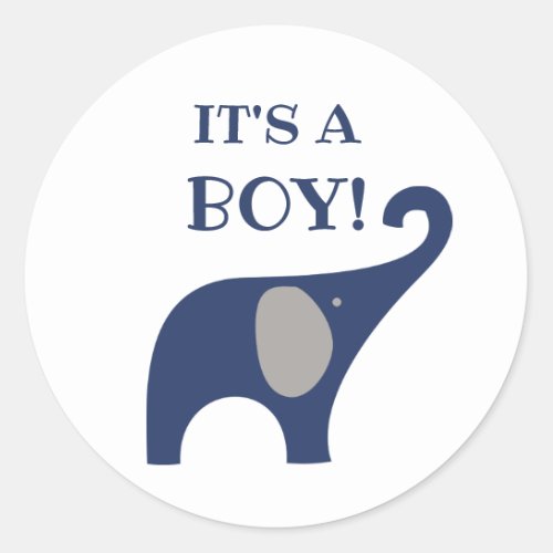 Its a Boy blue elephant favor sticker