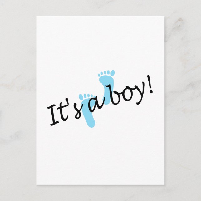 It's A Boy (Blue Feet) Announcement Postcard (Front)
