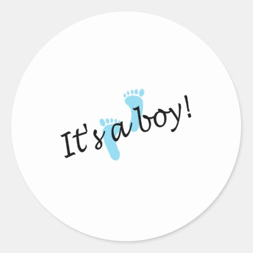 Its A Boy Blue Feet Classic Round Sticker