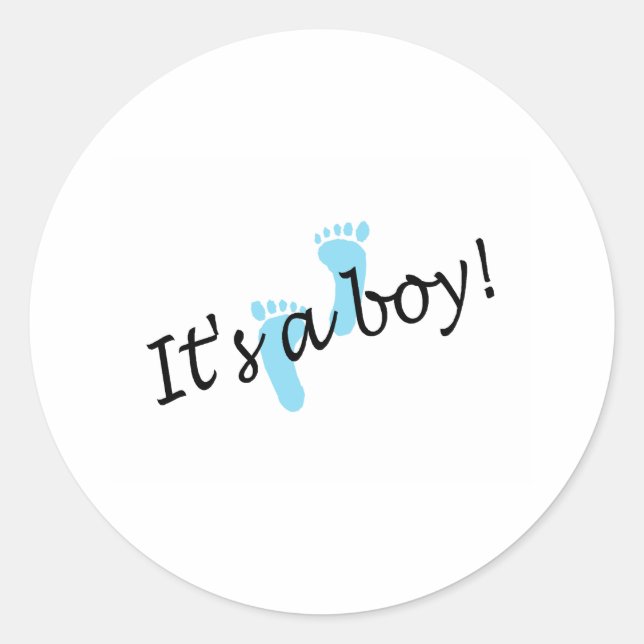 It's A Boy (Blue Feet) Classic Round Sticker (Front)
