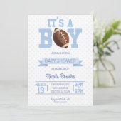 It's A Boy! Blue Football Baby Shower Invitation (Standing Front)