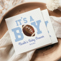 It's A Boy! Blue Football Baby Shower