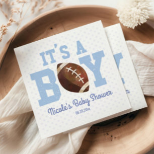 It's A Boy! Blue Football Baby Shower Napkins
