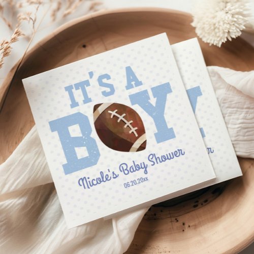 It's A Boy! Blue Football Baby Shower