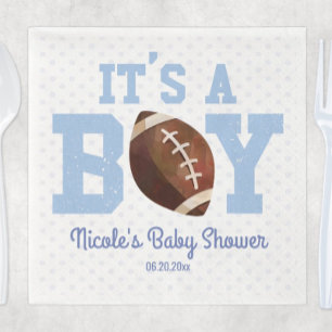 It's A Boy! Blue Football Baby Shower Napkins