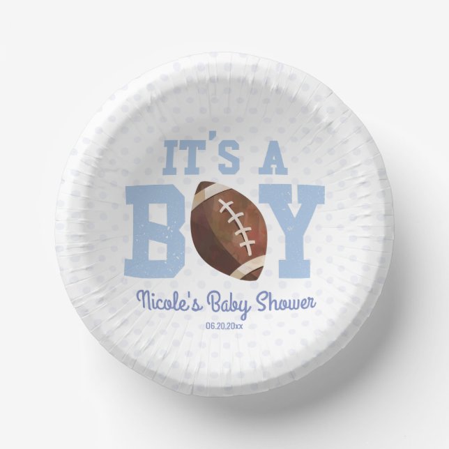 It's A Boy! Blue Football Baby Shower Paper Bowls (Front)