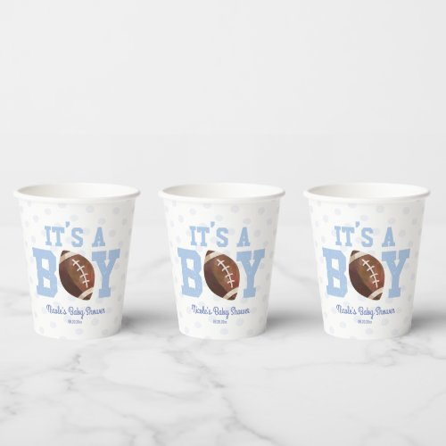 Its A Boy Blue Football Baby Shower Paper Cups