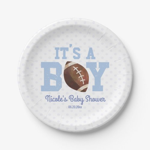 Its A Boy Blue Football Baby Shower Paper Plates