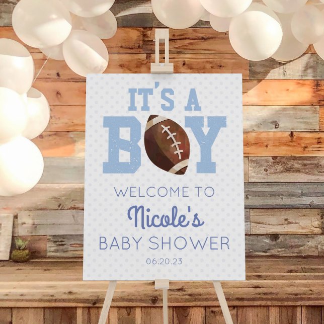 It's A Boy! Blue Football Baby Shower Welcome Sign (Creator Uploaded)
