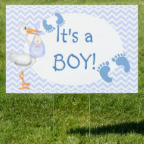 It's A Boy Blue Footprints Stork    Sign