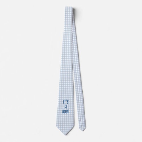 Its a Boy Blue Gingham Gender Reveal New Daddy  Neck Tie