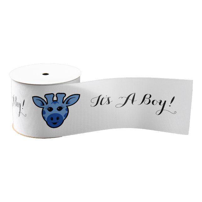 It's A Boy! Blue Giraffe New Baby Ribbon (Spool)