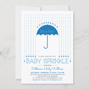 It's a boy   Blue Hearts & Umbrella Baby Sprinkle Invitation