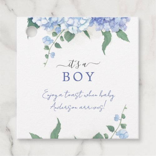  Its A Boy Blue Hydrangea Botanical Baby Shower Favor Tags