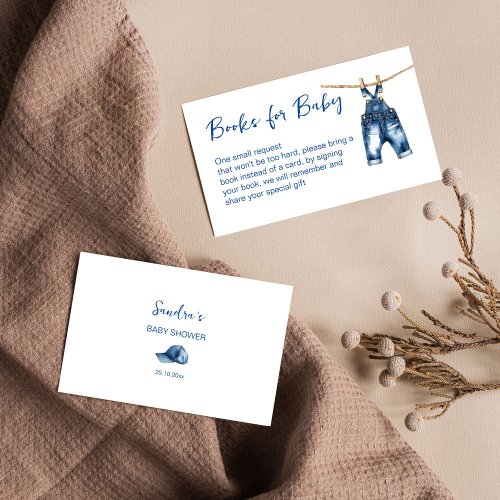 Its a boy blue jeans baby shower books for baby enclosure card