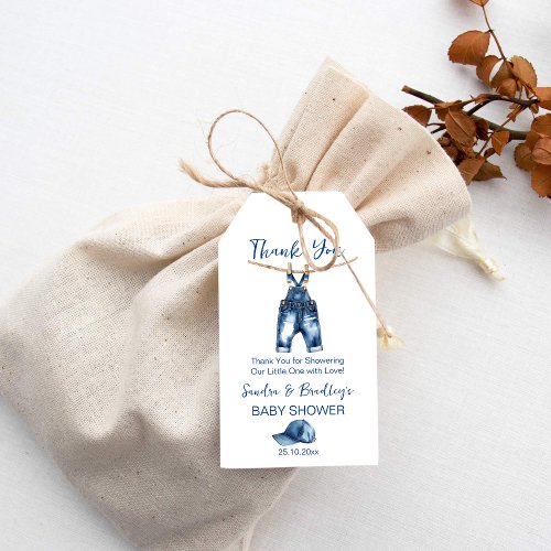 Its a boy blue jeans baby shower favor gift tags