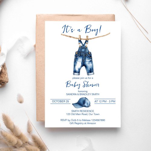 Its a boy blue jeans baby shower template