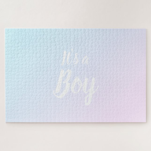 It's a Boy blue pink gradient ombre gender reveal  Jigsaw Puzzle (Horizontal)