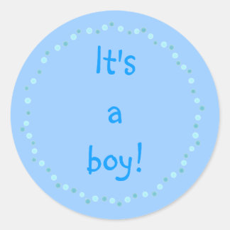 It's a boy! Blue polka dots circle Stickers