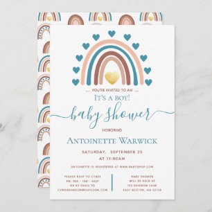 It's a Boy Blue Rainbow Baby Shower Invitation