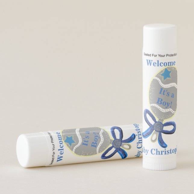 It's a Boy Blue Rattle Lip Balm (Front)