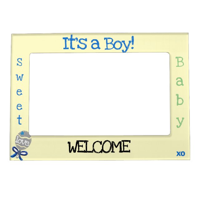 It's a Boy Blue Rattle Magnetic Frame (Front)
