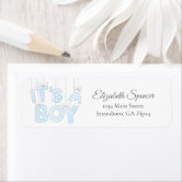Boy Teddy Bear Blue Balloon Return Address Label | Zazzle