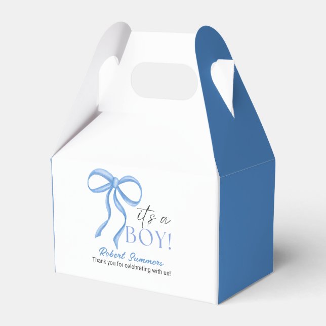 It's a Boy Blue Ribbon Favor Boxes (Front Side)
