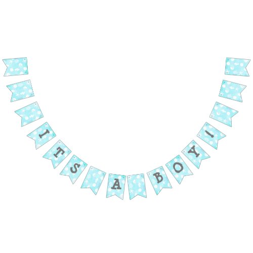 Its a boy Blue Seashells Beach Themed Baby Shower Bunting Flags