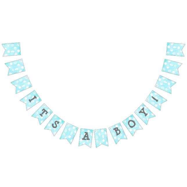 Its a boy Blue Seashells Beach Themed Baby Shower Bunting Flags (All)